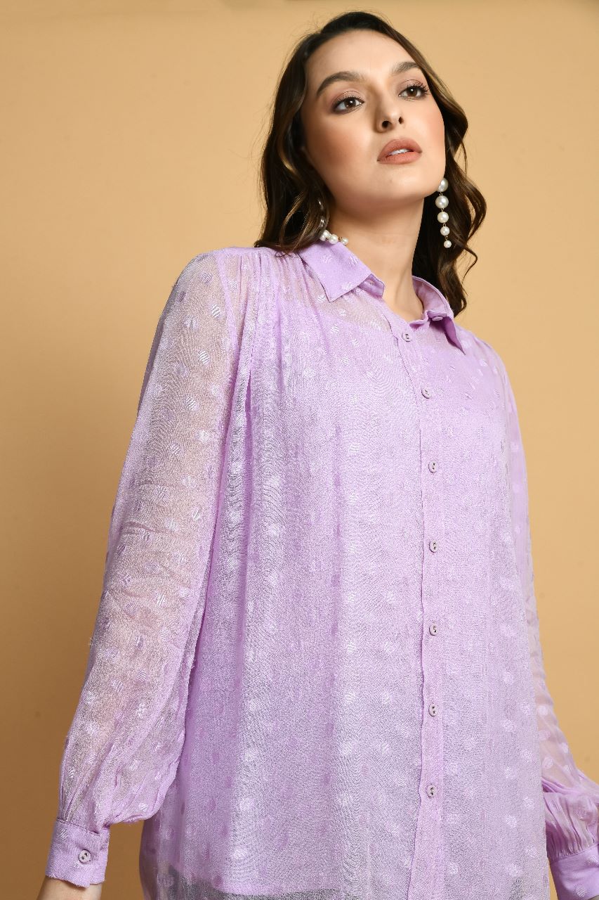 Lavender Boho Shirt Top | Women Lavender Tops online in India